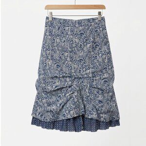 MARIE CLAIRE -  Blue & White - Boho Midi Paisley Midi Skirt - Size 12